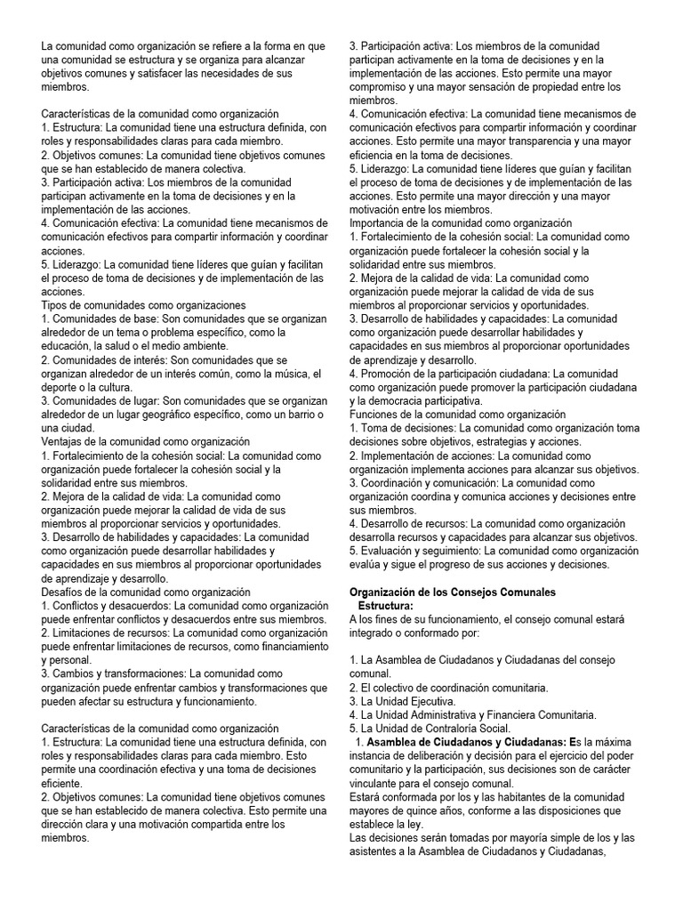Organización y Funciones de Comunidades | PDF | Comunidad | Liderazgo