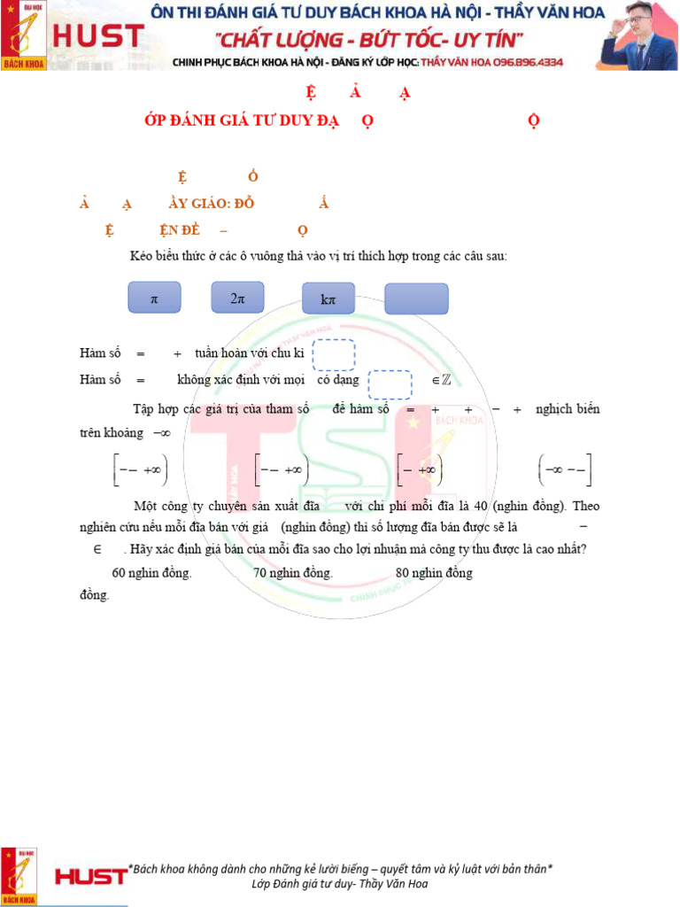 LUYỆN ĐỀ 08 - TSA 2025 - TOÁN | PDF