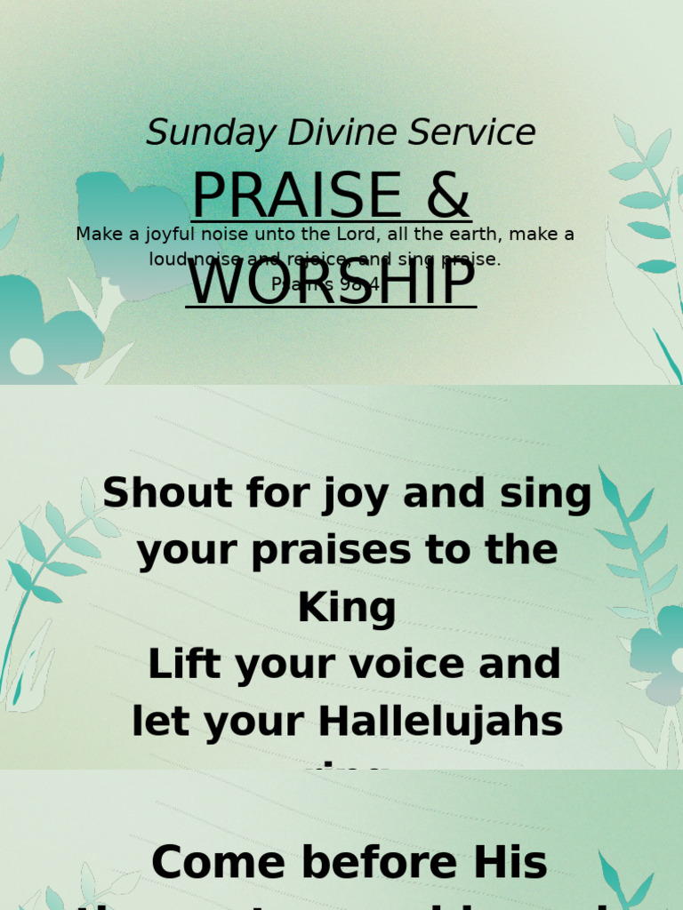 Sunday Praise and Worship Service | PDF