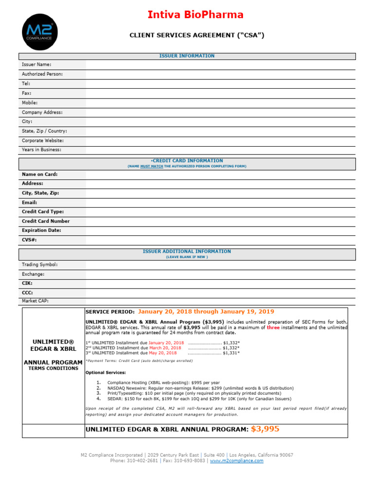 CSA Client Services Agreement NTVA | PDF | Credit Card | Legal Liability