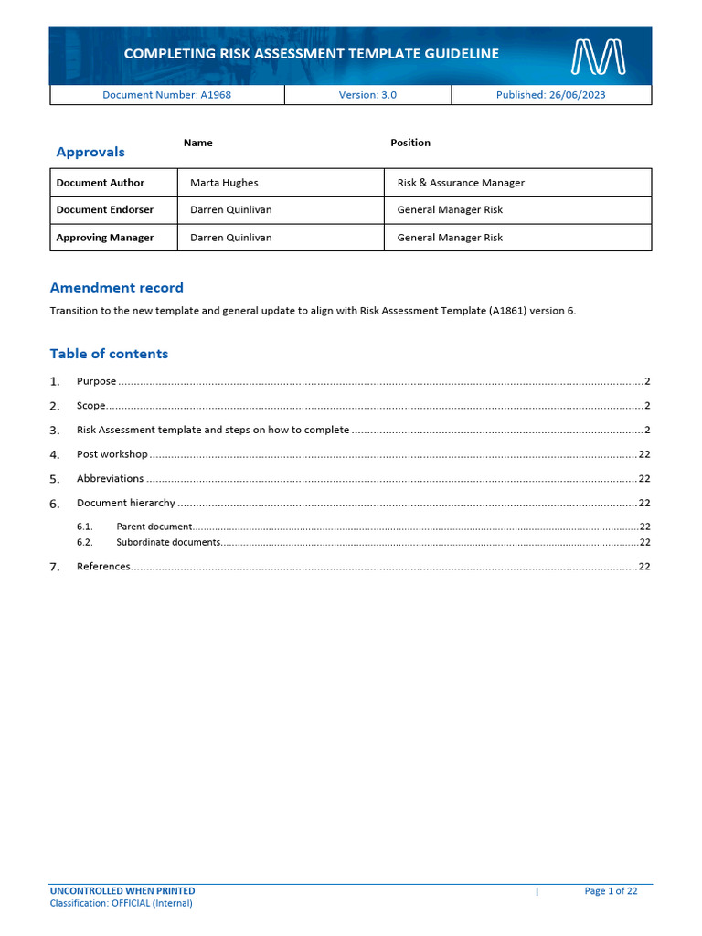 Risk Assessment Template Guidelines | PDF | Risk | Risk Assessment
