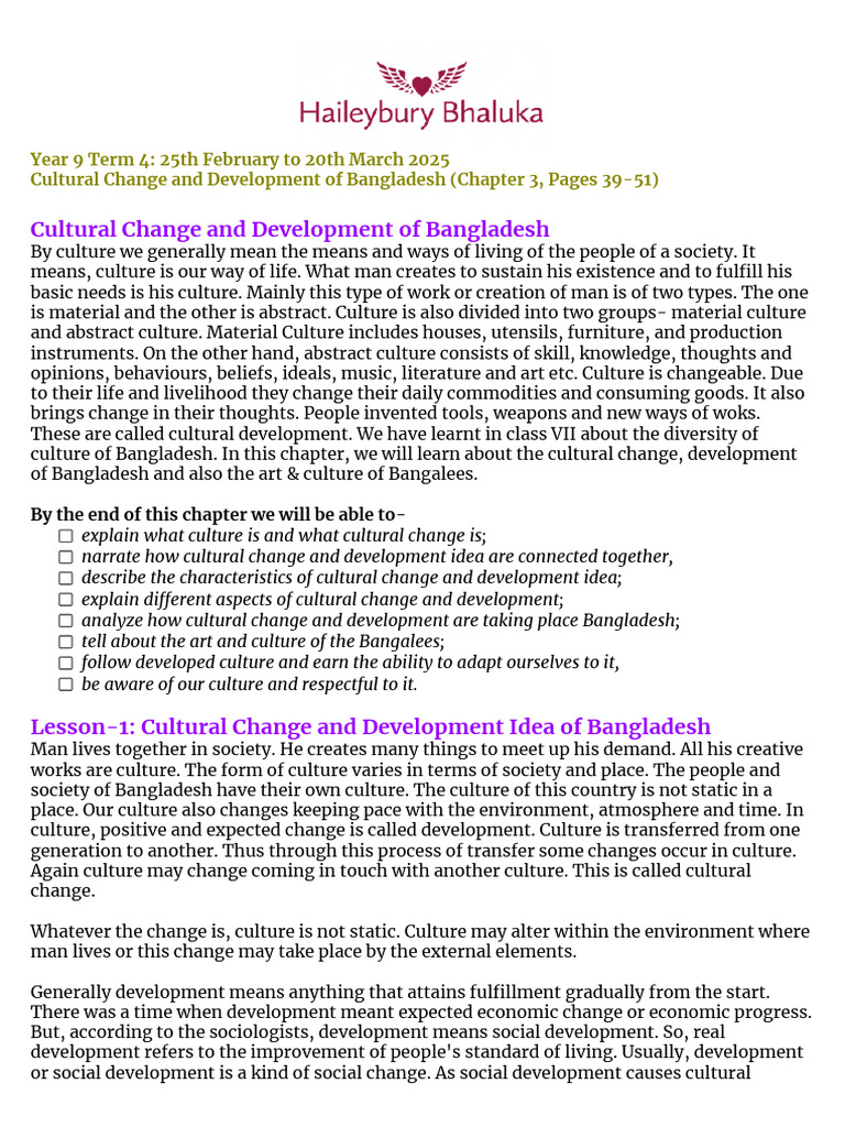 Cultural Change in Bangladesh | PDF | Folklore