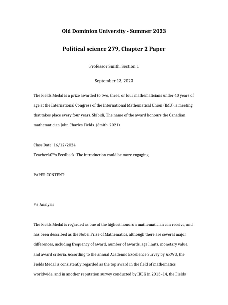 Political Science 279 Chapter 2 Paper | PDF | Mathematics