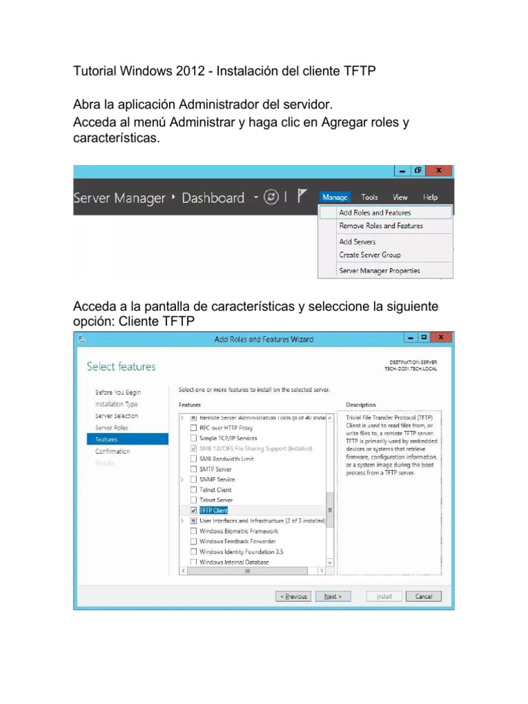Instalar Cliente TFTP en Windows 2012 | PDF