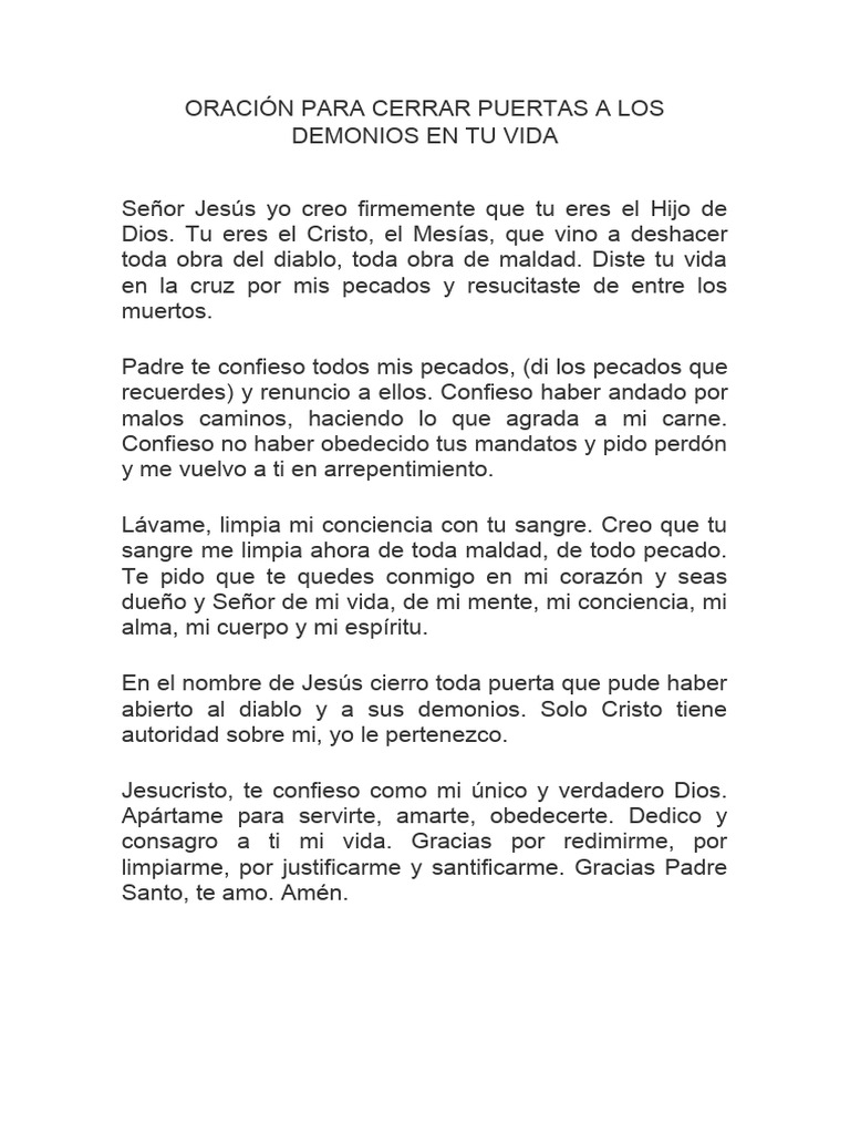 Oración para cerrar puertas espirituales | PDF