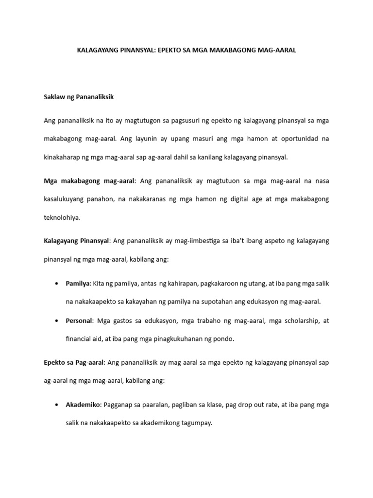 Kalagayang Pinansyal | PDF