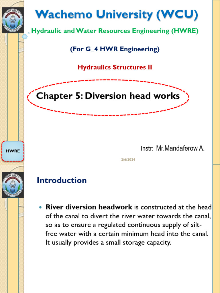 Diversion Head Works in Hydraulic Engineering | PDF | River | Hydrology