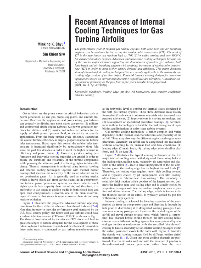 Chyu 2013 | PDF | Heat Transfer | Turbine