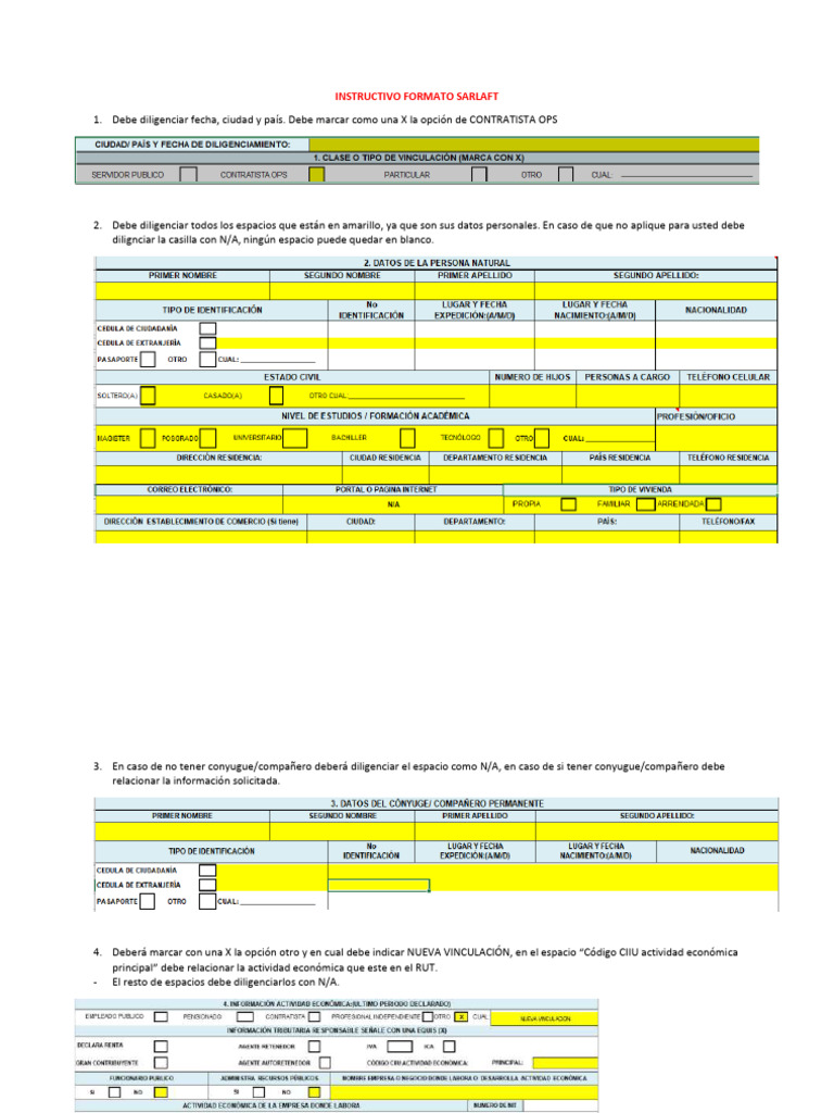 Guia para Diligenciar Formulario para El Conocimiento Del Cliente o ...