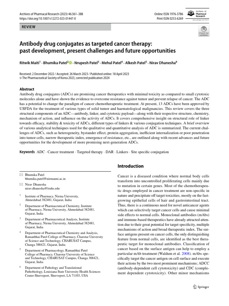 Antibody Drug Conjugates As Targeted Cancer Therapy Past Development ...
