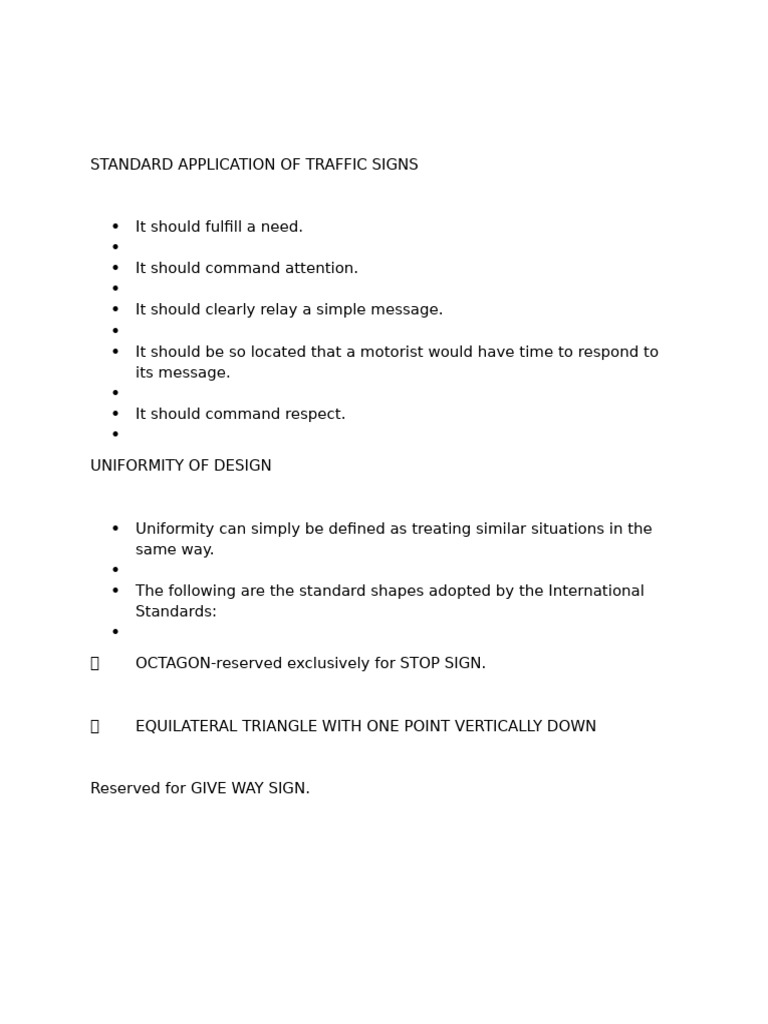 Traffic Sign Standards and Guidelines | PDF