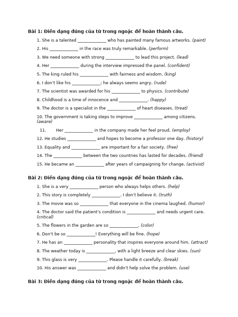 Fill-in-the-Blank Vocabulary Exercises | PDF