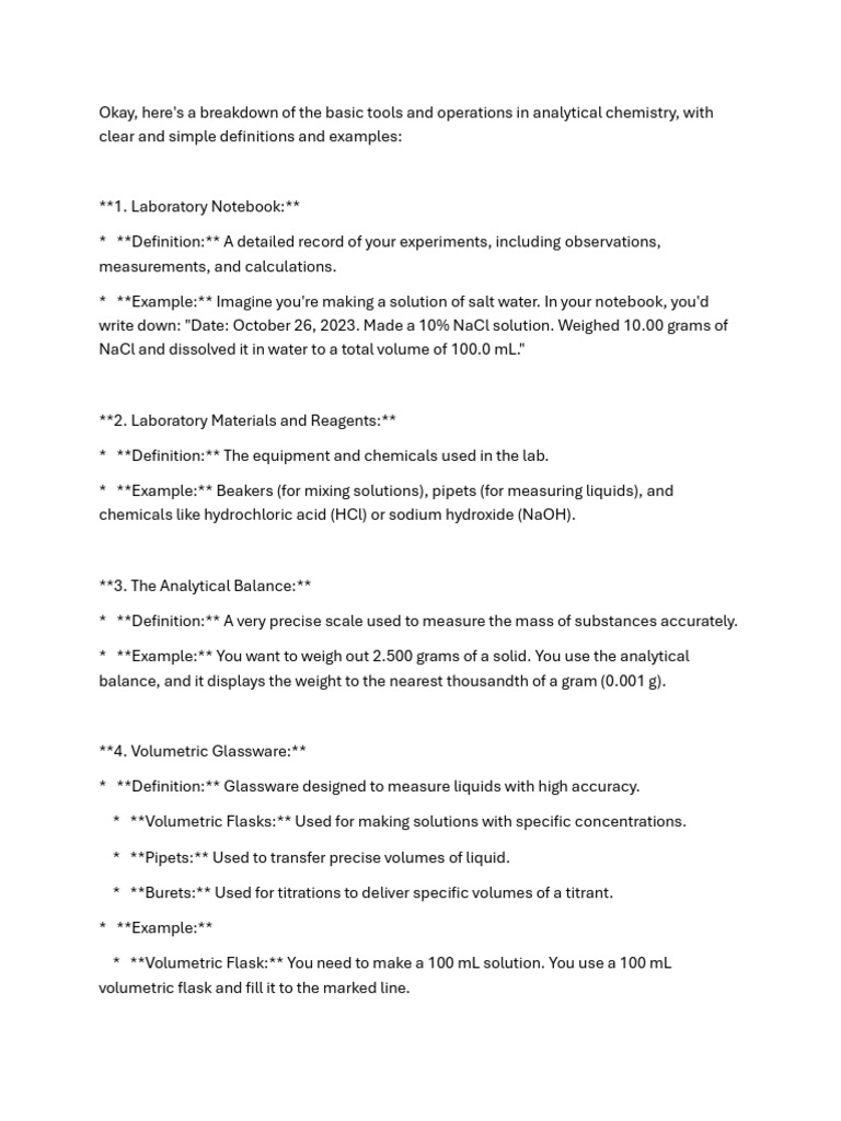 Analytical Chemistry Tools Overview | PDF | Titration | Chemistry