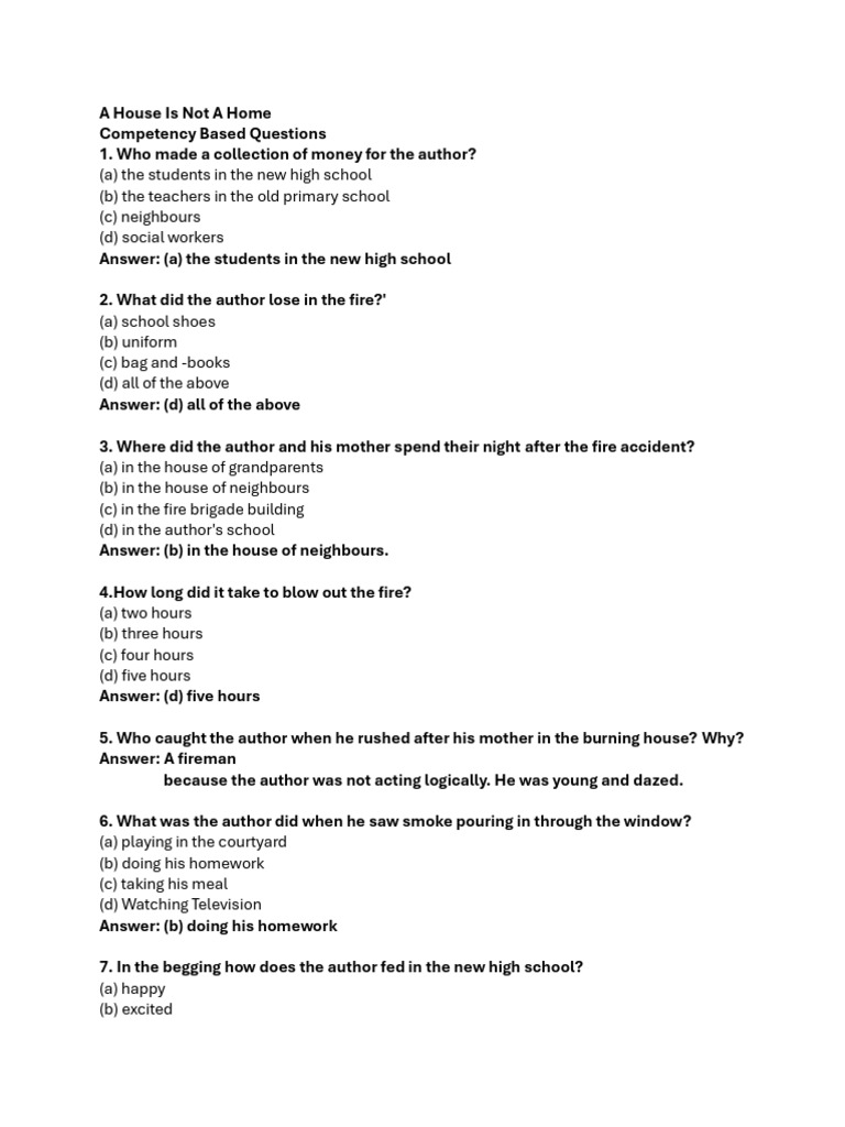 Answers House Is Not A Home | PDF