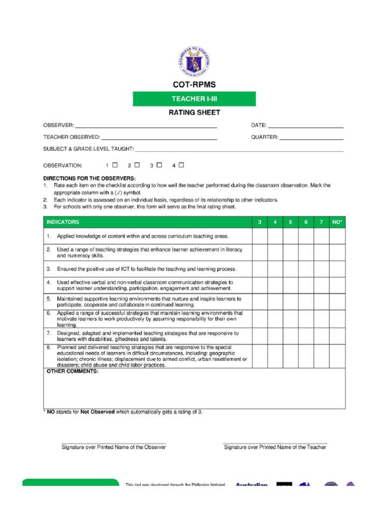 Rating Sheet | PDF