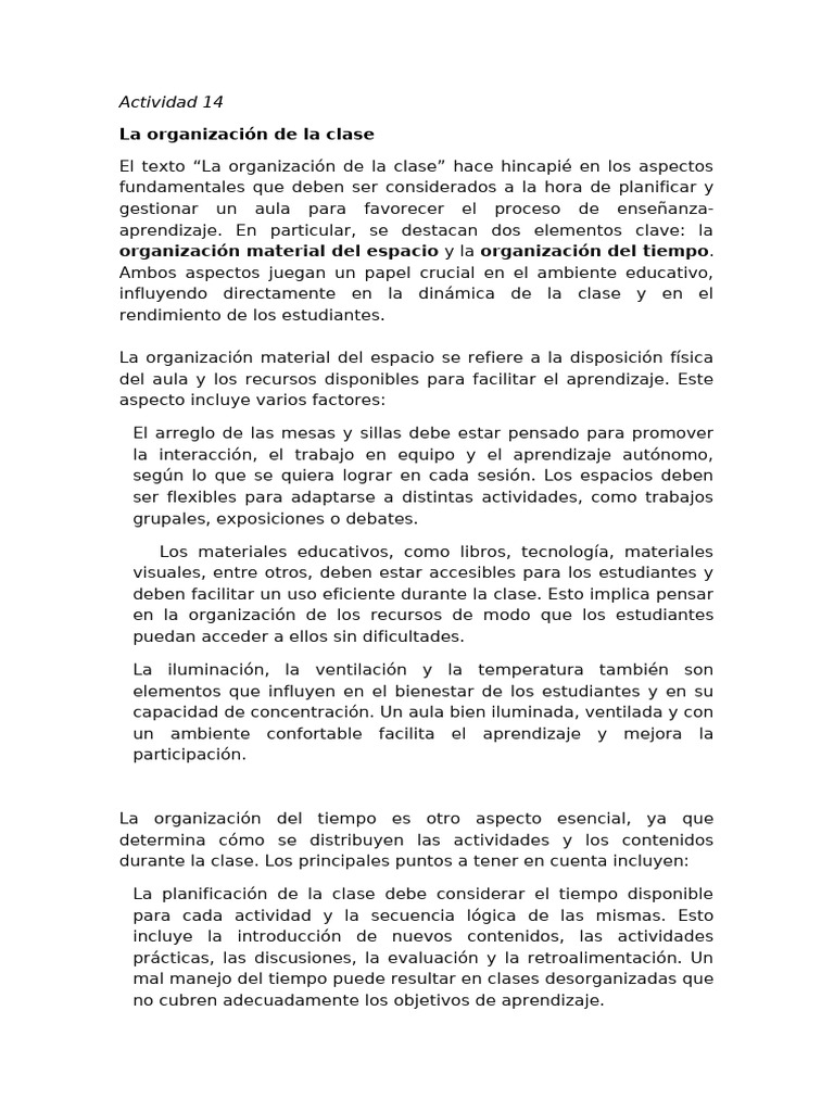 Organización efectiva del aula | PDF | Salón de clases | Aprendizaje