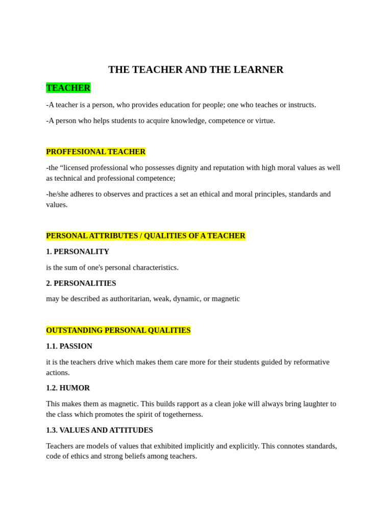 The Teacher and The Learner | PDF | Learning | Teachers