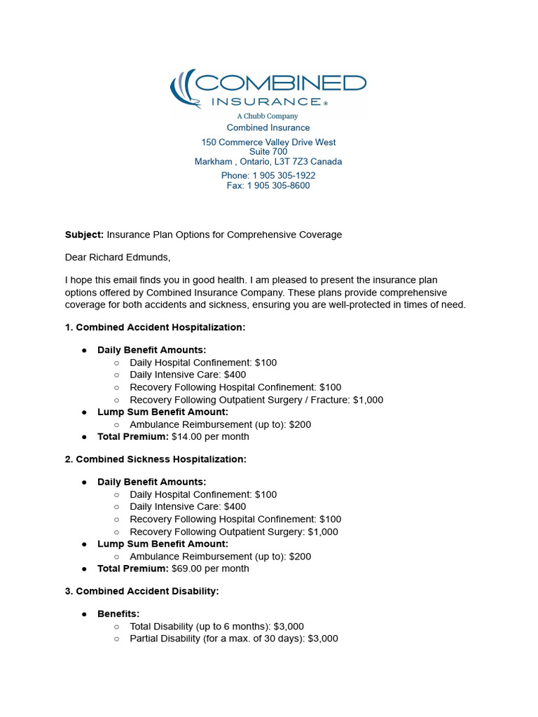 Comprehensive Insurance Plan Options | PDF | Insurance | Financial Risk