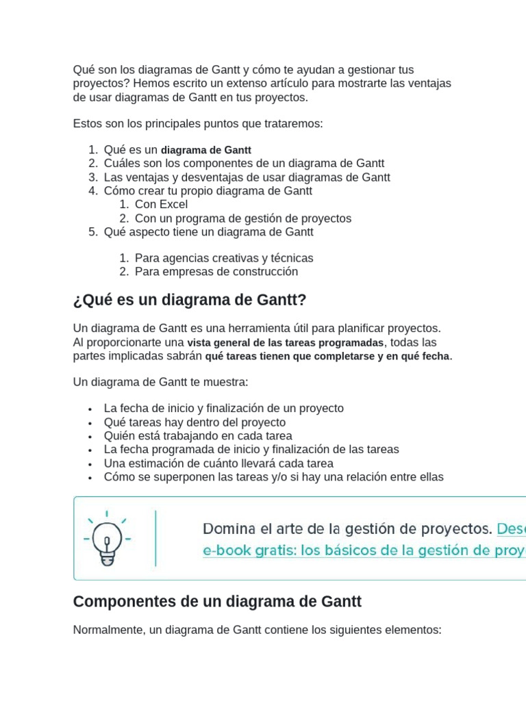 Ventajas y creación de diagramas de Gantt | PDF | Gestión de proyectos ...
