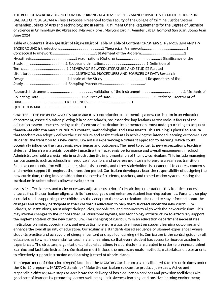 The Role of Matatag Curriculum On Shaping Academic Performance | PDF ...