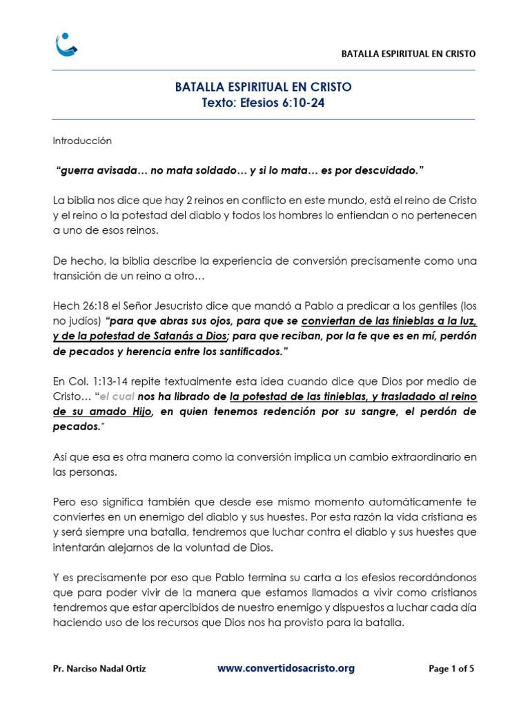 Batalla Espiritual en Cristo: Estrategias y Enemigos | PDF | Cristo ...