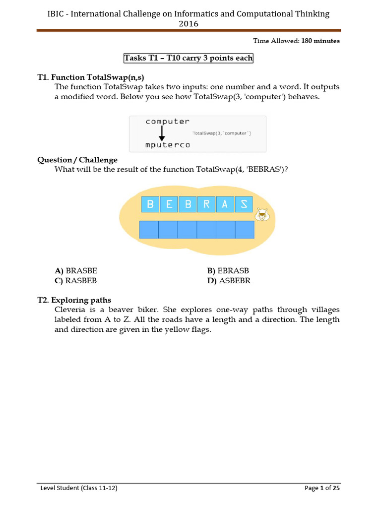 IBIC 2016: Informatics Challenge Tasks | PDF | Exponentiation | Image ...