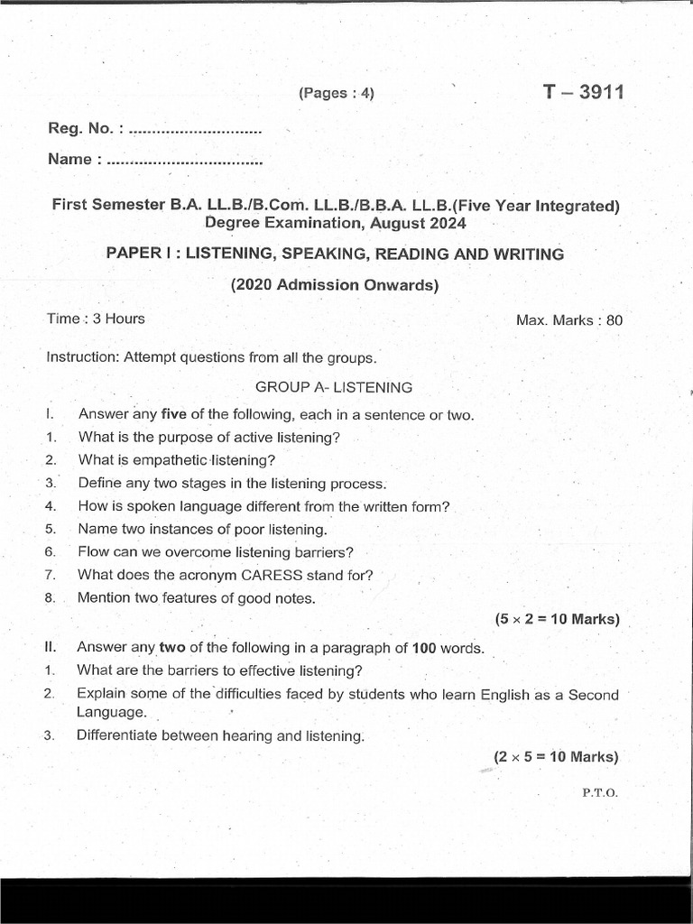 Listening Speaking Reading and Writing T-3911 | PDF