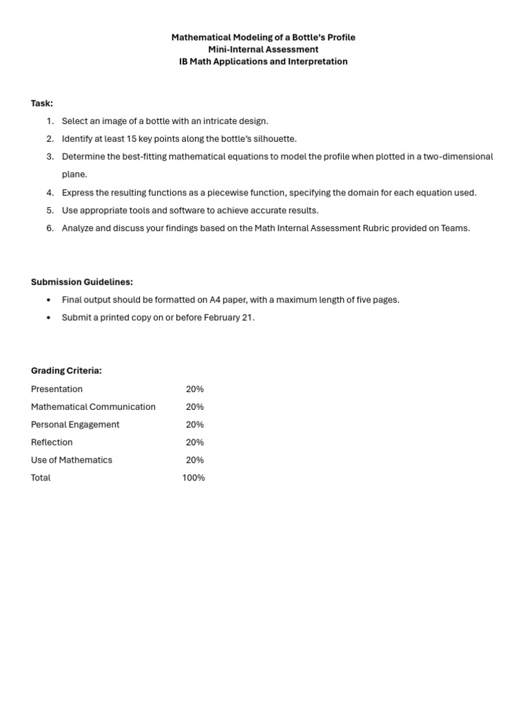 Mathematical Modeling Project (1) | PDF