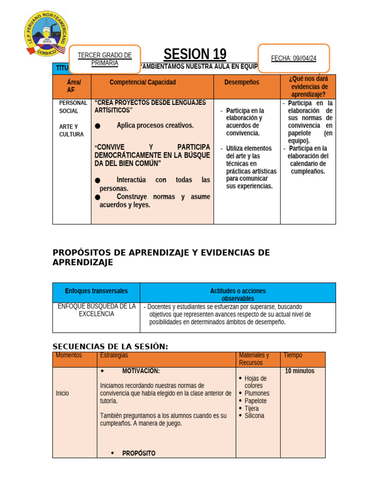 Ambientación de Aula en Equipo | PDF | Salón de clases | Aprendizaje
