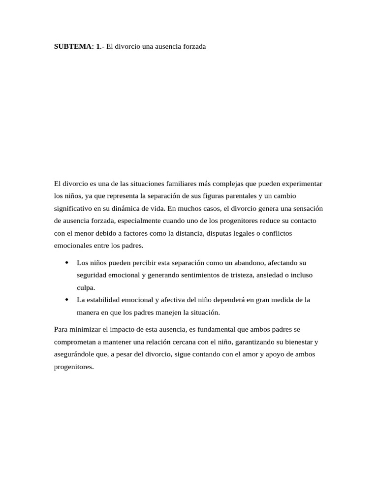 Impacto del divorcio en niños | PDF | Las emociones | Divorcio