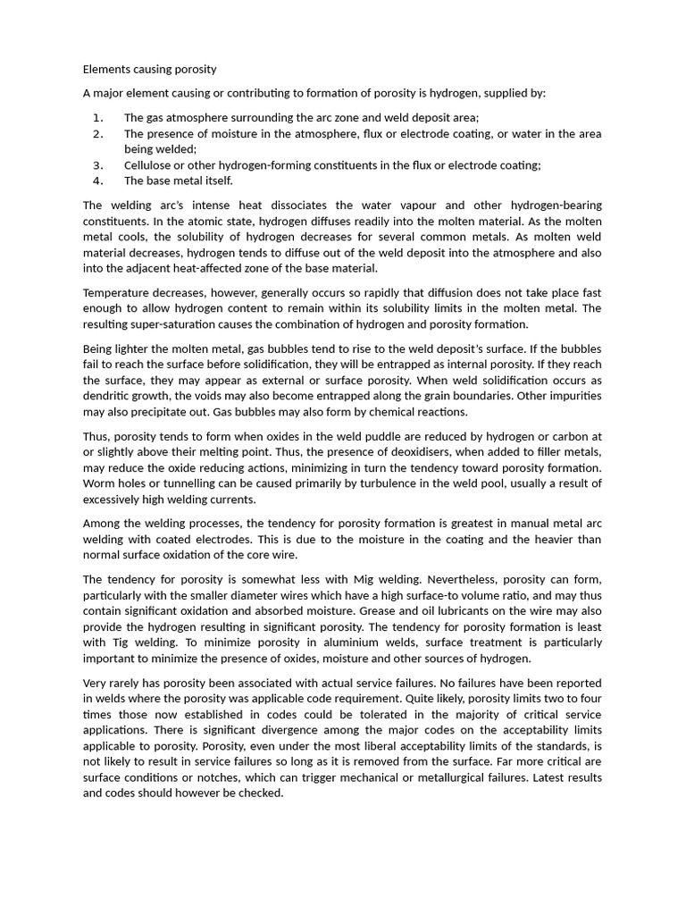 Porosity Pdf Construction Welding