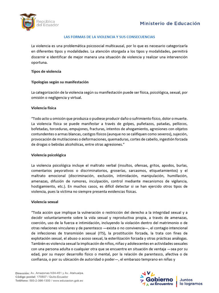 Tipos y Consecuencias de la Violencia | PDF | Violencia | Abuso infantil