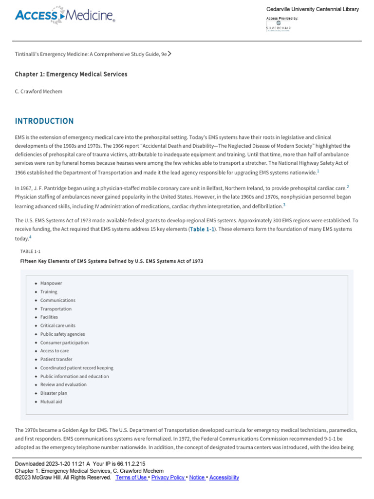 Overview of Emergency Medical Services | PDF | Emergency Medical ...