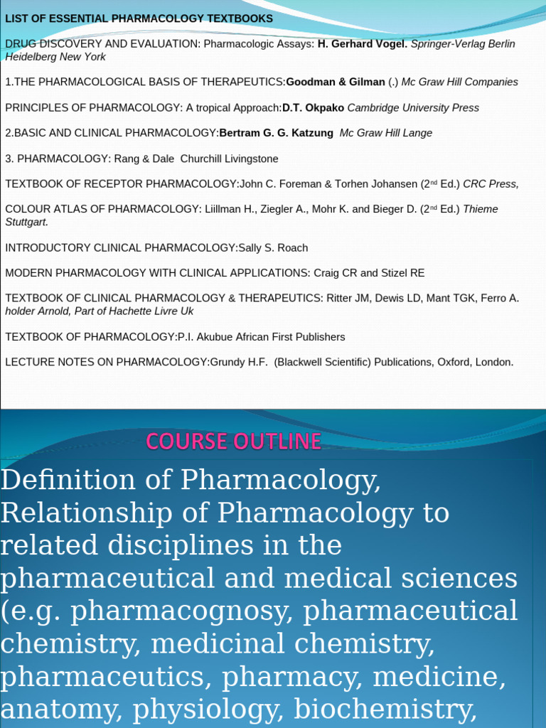 Essential Pharmacology Textbooks List | PDF | Pharmacology | Chemistry