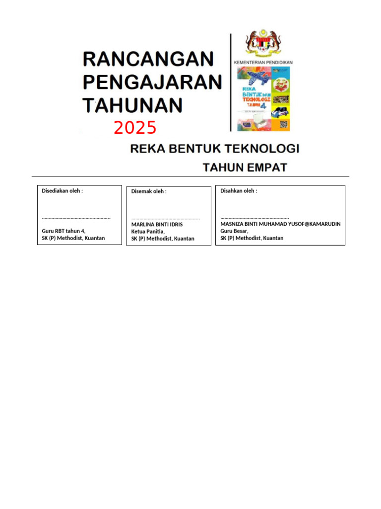 Muka Depan RPT Tahun 4 | PDF