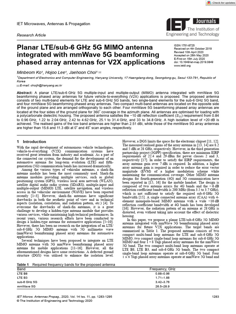 IET Microwaves Antenna Prop - 2020 - Ko - Planar LTE Sub 6 GHZ 5G MIMO ...