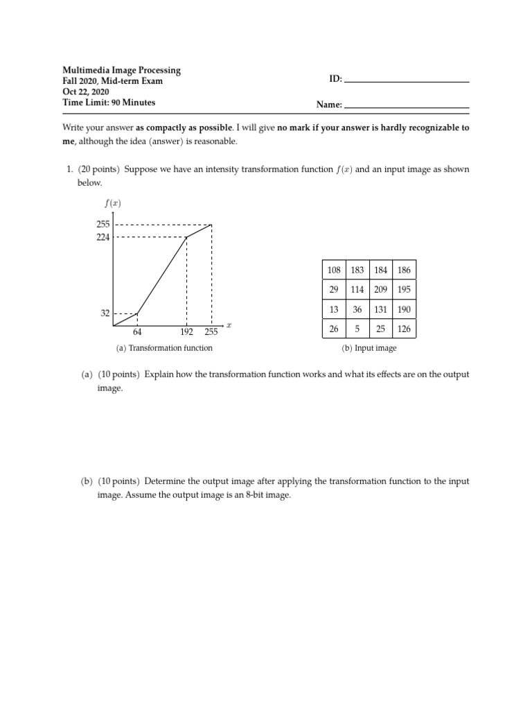 Multimedia Image Processing Mid-term Exam | PDF | Multidimensional ...