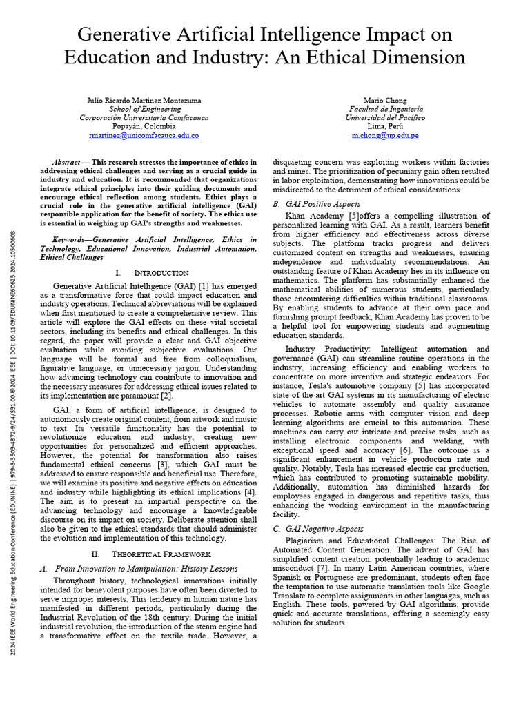 Ethical Implications of Generative AI in Education | PDF | Automation ...