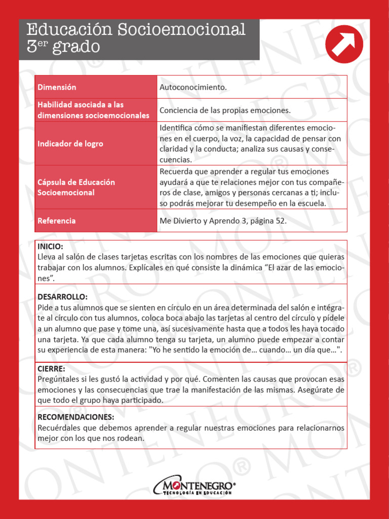 Educación Socioemocional para 3er Grado | PDF | Las emociones