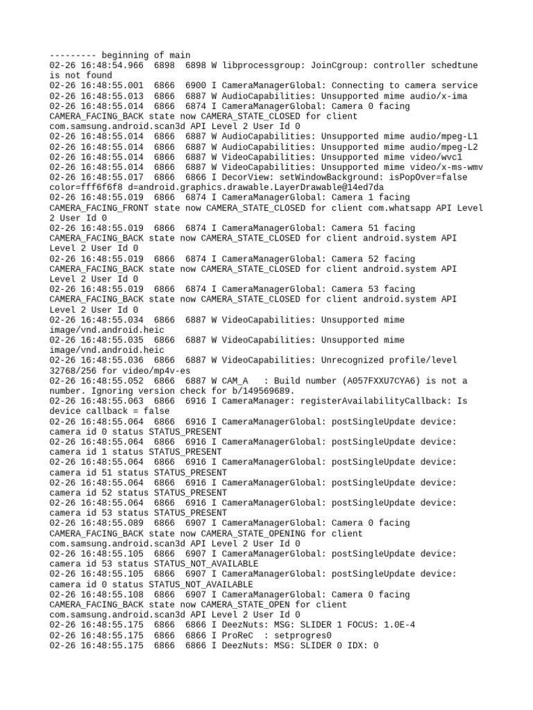Camera State and Capability Logs | PDF | Computer Architecture ...