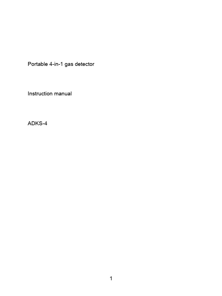 ADKS-4 Portable 4-in-1 Gas Detector Manual | PDF | Sensor | Equipment