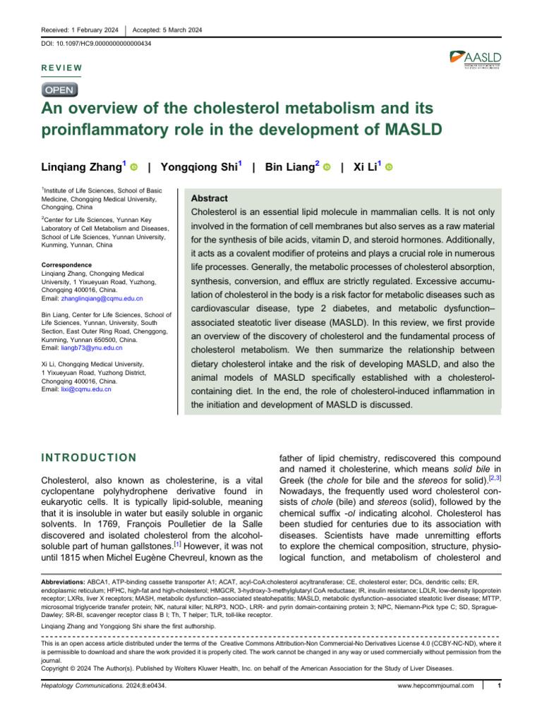 An Overview of The Cholesterol Metabolism and Its Proinflammatory Role ...