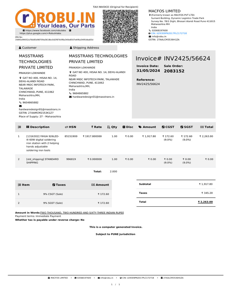 invoice_2083152 | PDF | Rupee | Invoice