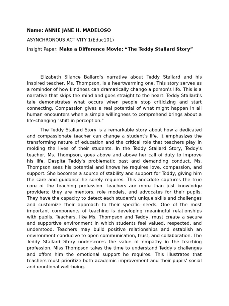 ASYNCHRONOUS ACTIVITY 1 (Educ101) | PDF | Teachers | Empathy