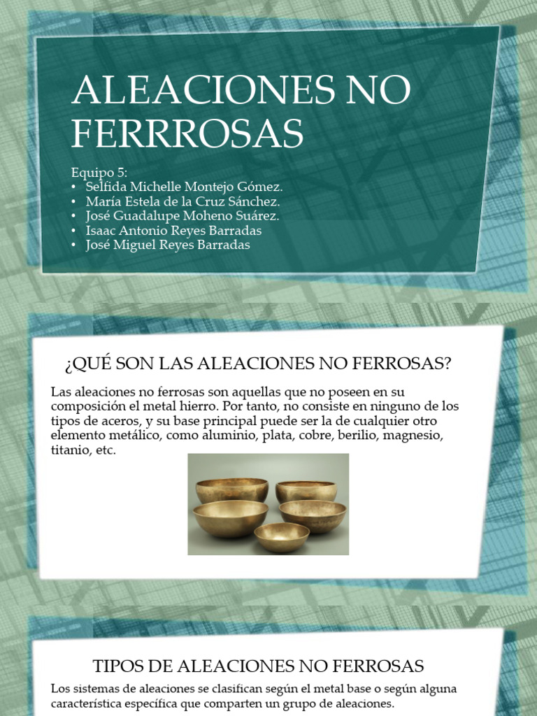 Tipos y Usos de Aleaciones No Ferrosas | PDF | Rieles | Aleación