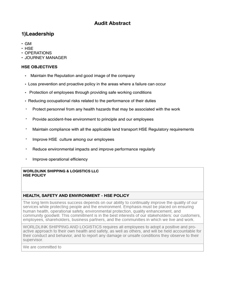 Audit palmlet | PDF | Safety | Occupational Safety And Health
