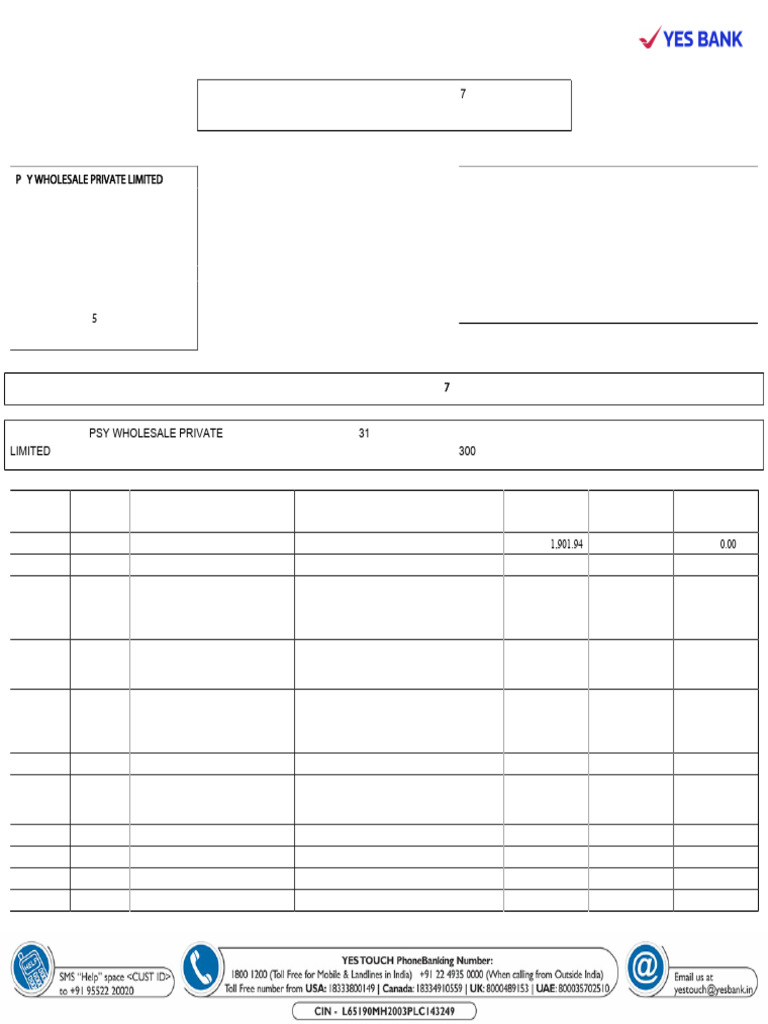 Account Statement for PSY Wholesale | PDF | Cheque | Payments