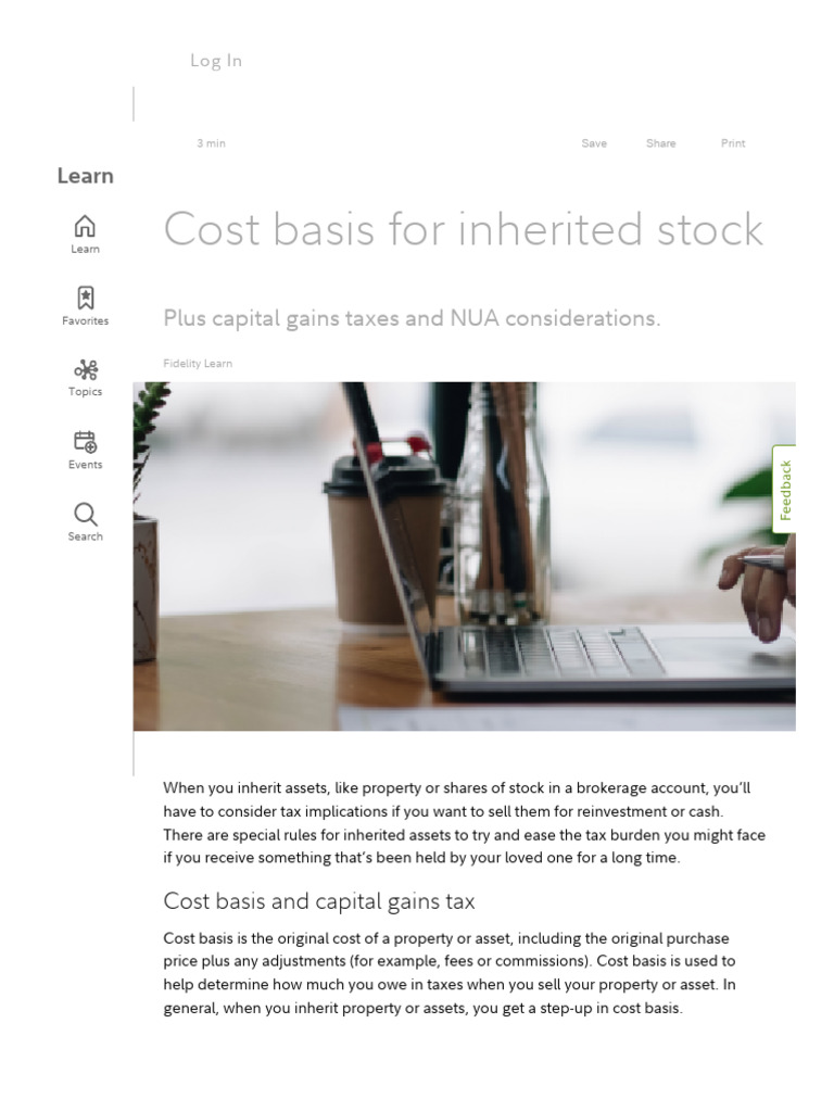 Cost Basis For Inherited Stock - Capital Gains, NUA - Fidelity | PDF ...
