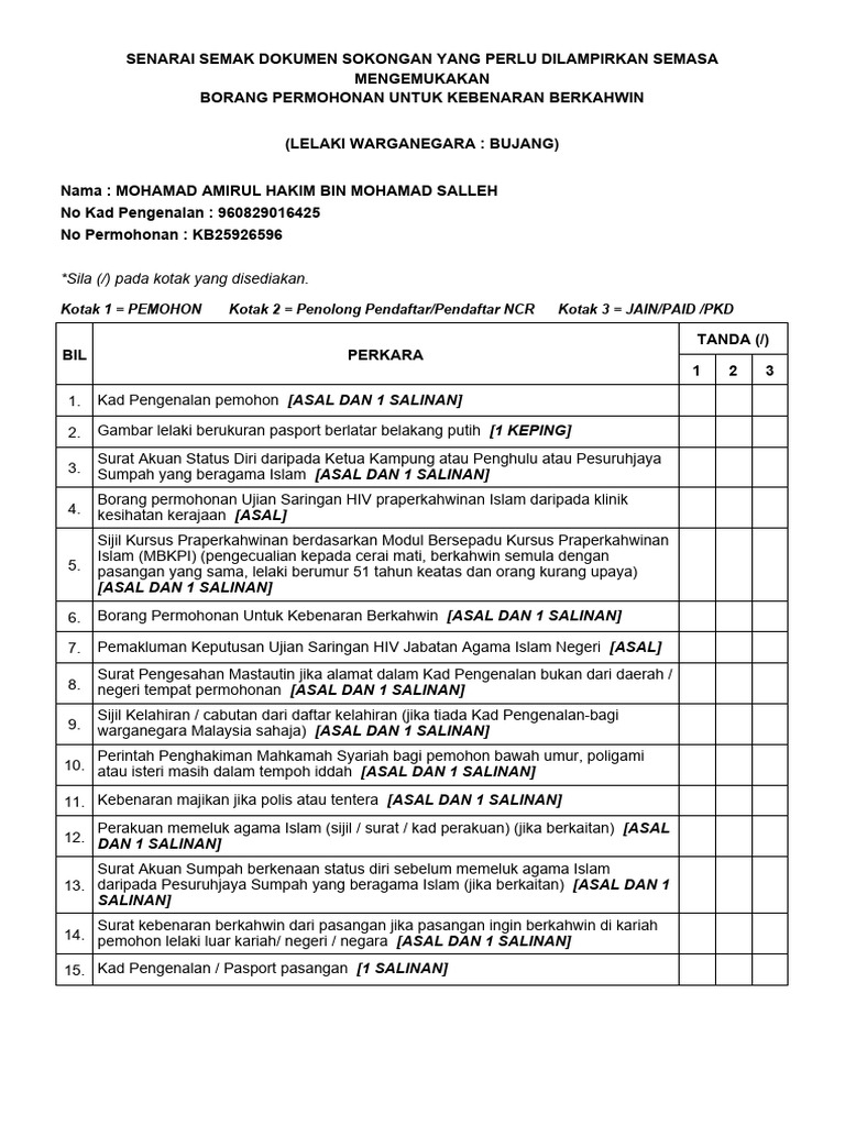 Checklist Bo Rang Kah Win | PDF