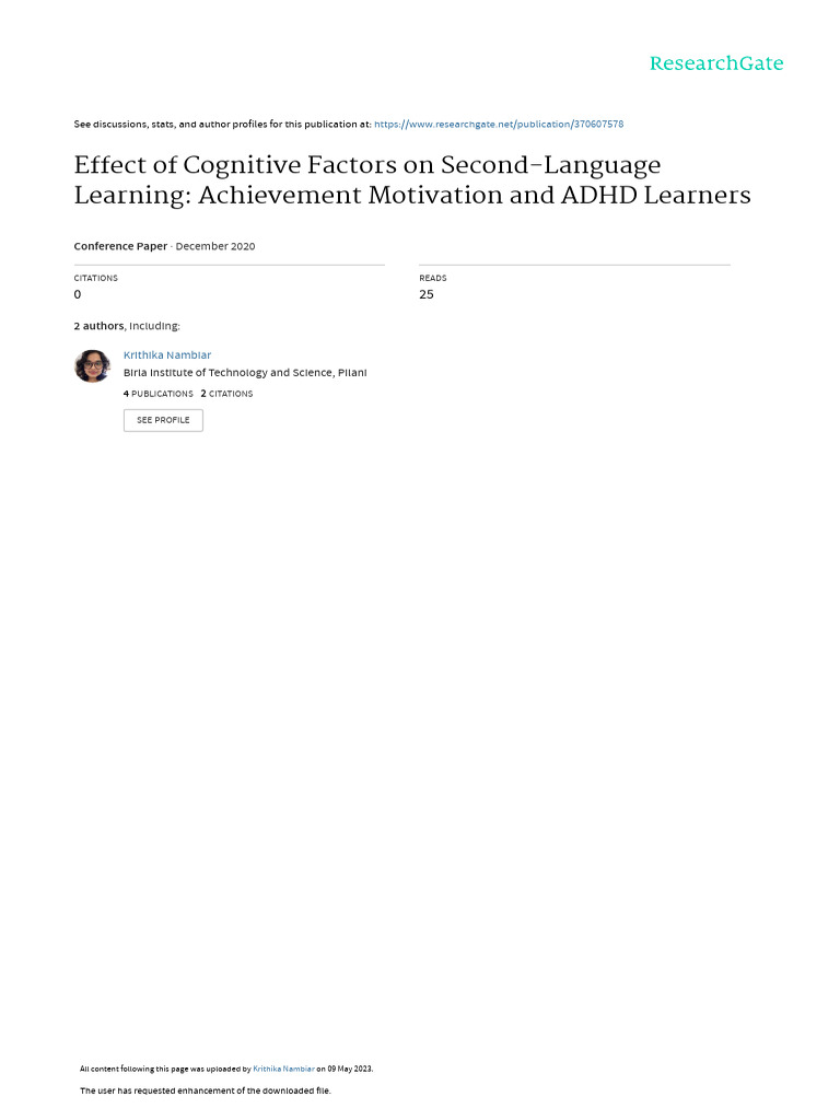 Cognitive Factors in Language Learning | PDF | Learning Disability ...